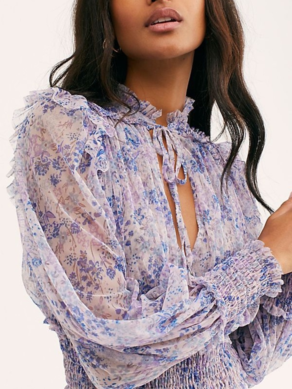 Free People Twyla Floral Blouse Top XS